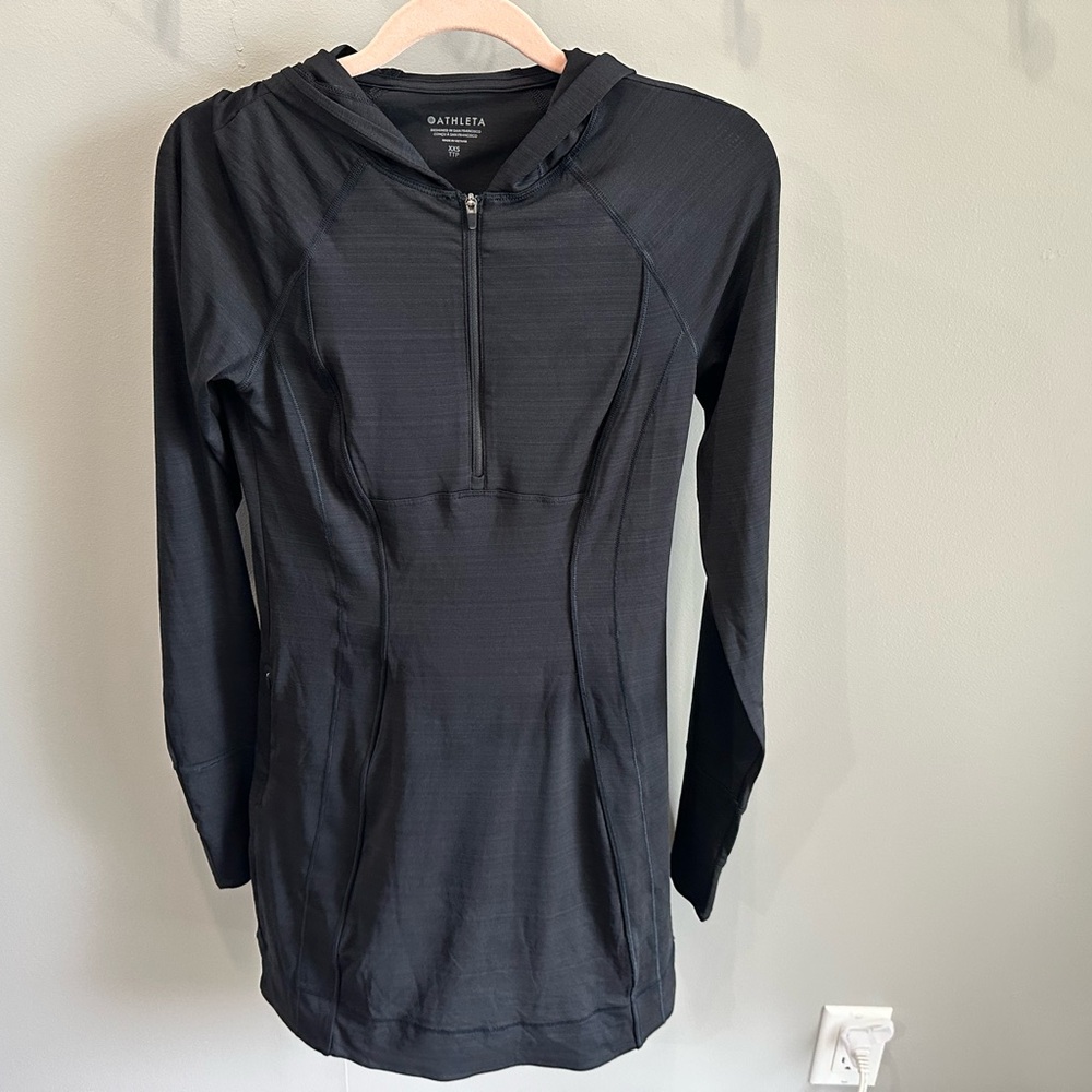 Athleta Black Lightweight Hooded Swim Coverup